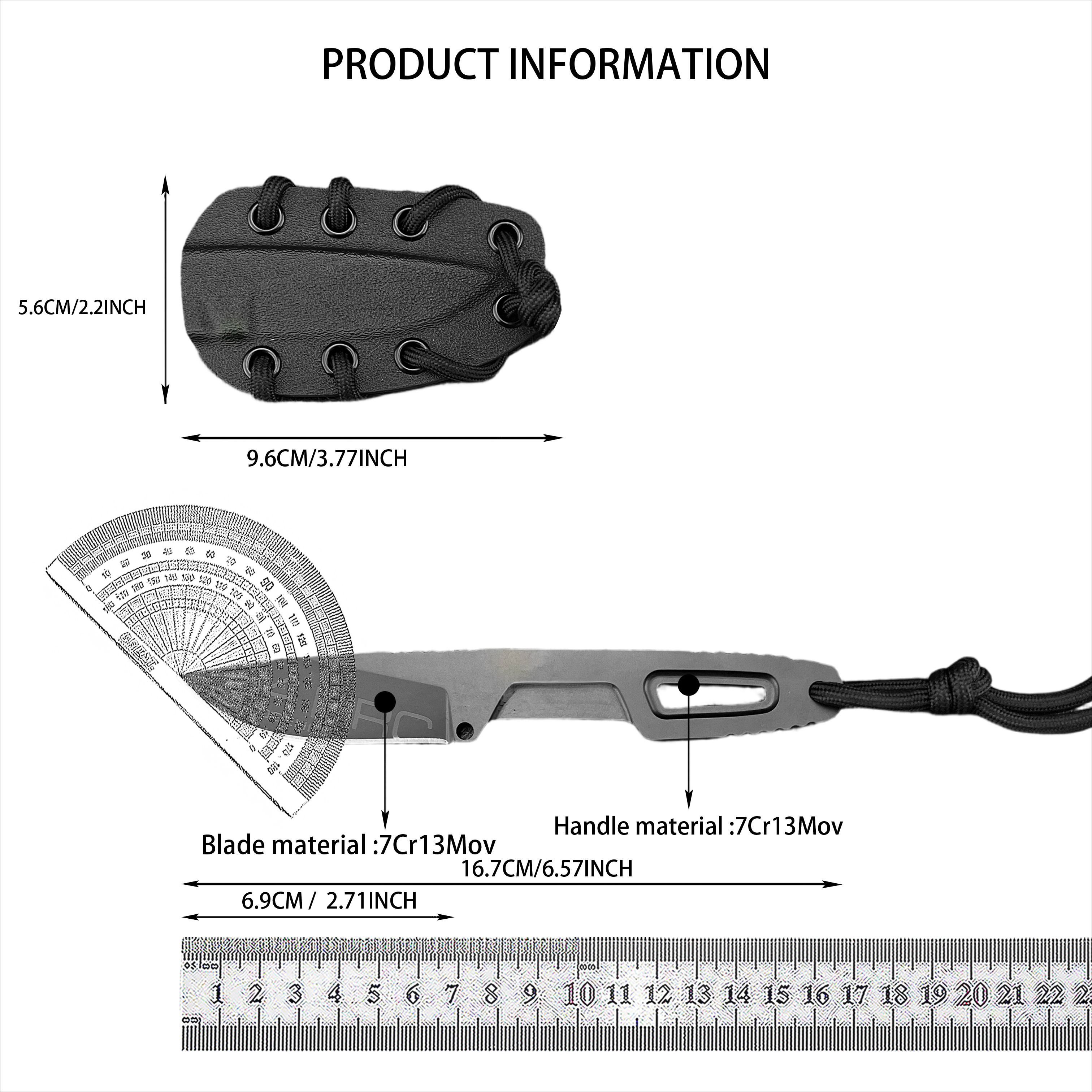 Everyday Carry (Edc) Knife - Black Oxide 7Cr13Mov Steel Full Tang