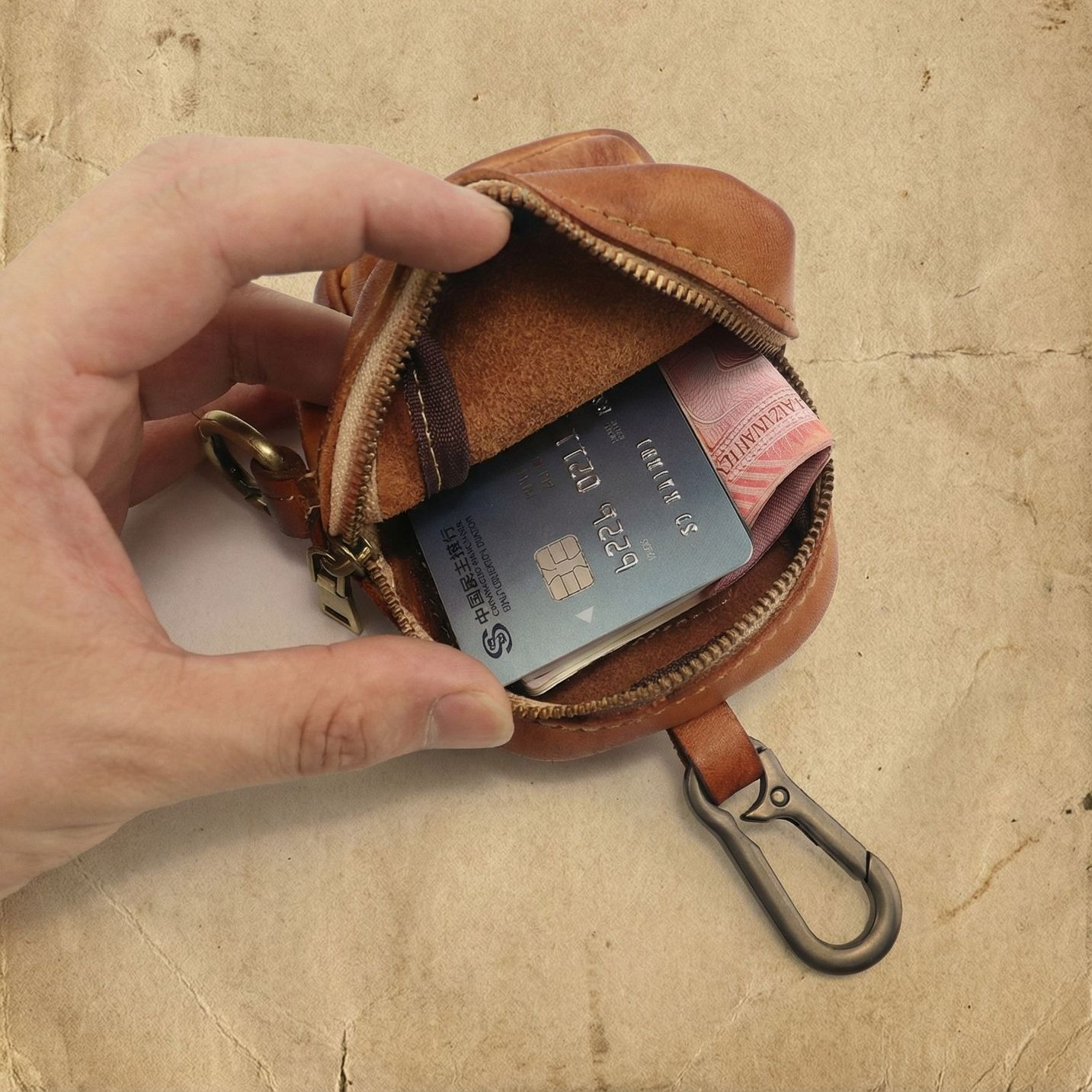 Rugged Vintage Leather Mini Cl - Edc Carry Coins ulasan dan harga