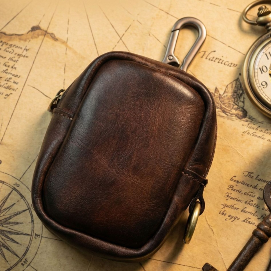 Rugged Vintage Leather Mini Cl - Edc Carry Coins ulasan dan harga