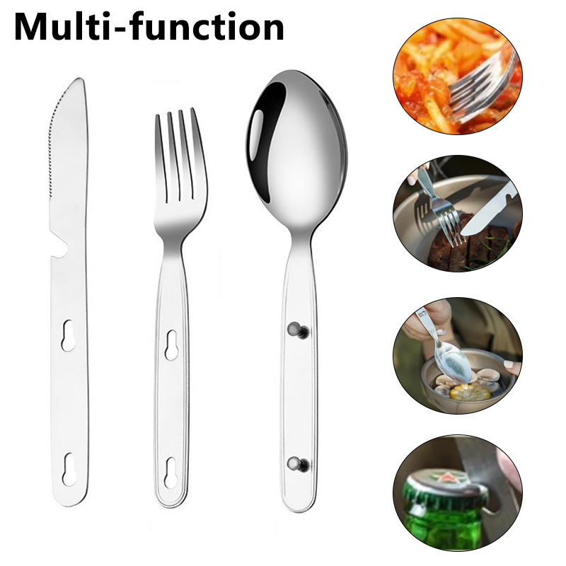 3pcs/set Folding Spoon Fork Kn - Edc Everyday Carry Knives ulasan dan harga