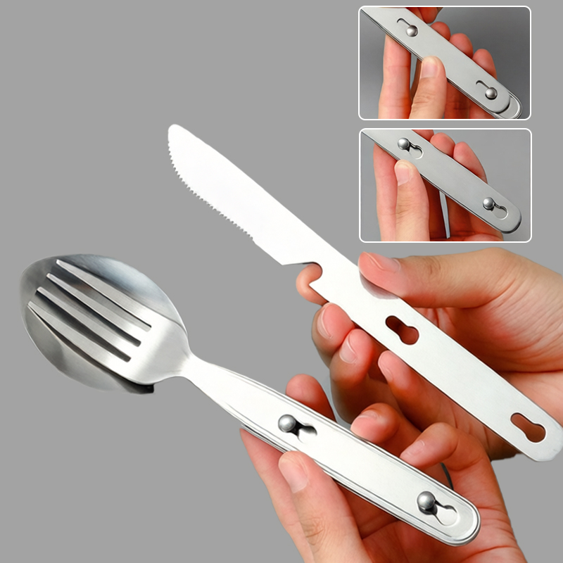 3pcs/set Folding Spoon Fork Kn - Edc Everyday Carry Knives ulasan dan harga