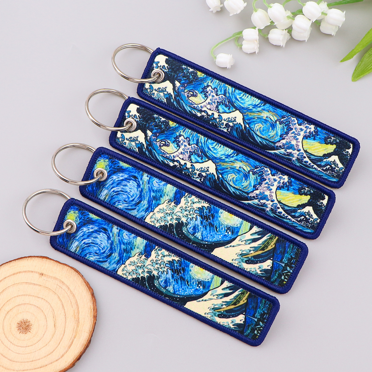 Van Gogh Embroidery Key Fobs K - Carabiner Keychain ulasan dan harga