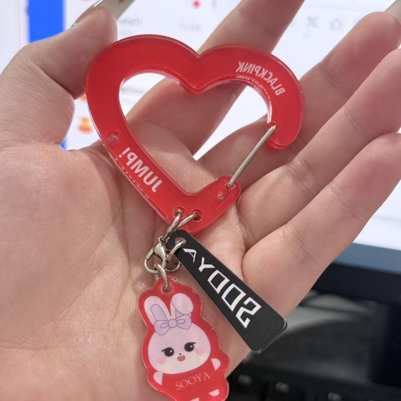 Black Pink Lovely Acrylic Fan‑ - Carabiner Keychain ulasan dan harga